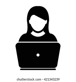 User Icon With Laptop - Vector