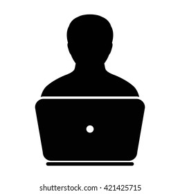 User Icon with Laptop - Vector
