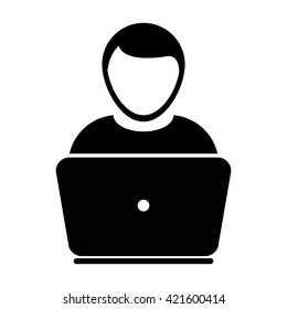 User Icon with Laptop - Vector