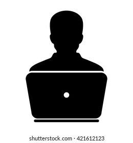 User Icon with Laptop - Vector