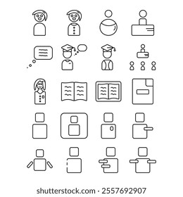 User icon line set. Person icon. Profile and people, User icon,silhouette and more. Vector illustration