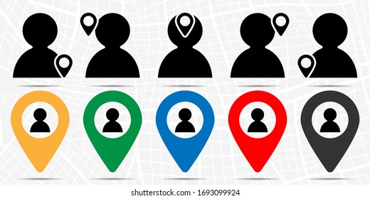 User icon in location set. Simple glyph, flat illustration element of web, minimalistic theme icons
