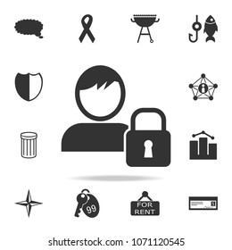 User icon, lock icon. Detailed set of web icons. Premium quality graphic design. One of the collection icons for websites, web design, mobile app on white background