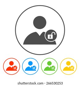 User icon, lock icon.  Vector flat Illustrator EPS 10