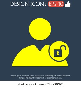 User icon, lock icon.  Vector flat Illustrator EPS 10