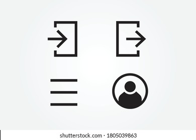 user icon , login icon, logout icon, menu icon design vector for multiple use 