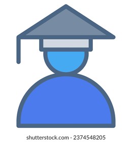 User icon or logo illustration filled outline color style. Icon school line color.