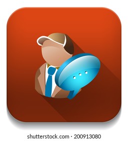 User icon With long shadow over app button
