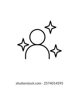 user icon with magic star, simple flat style, symbol vector illustration sign logo template pictogram, for ui or ux isolated on white for mobile app, editable	