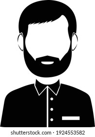 Benutzersymbol männlich Vektor flach schwarze Menschen Personenprofil Avatar in der Bildsymbolgrafik.