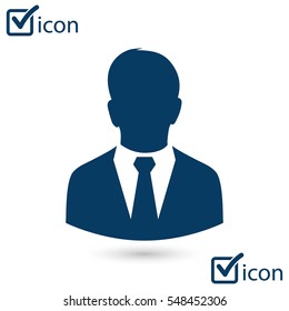 User icon of man in business suit. Flat design style.
