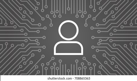 User Icon Member Over Computer Chip Moterboard Background Banner Vector Illustration
