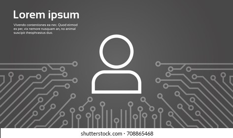User Icon Member Over Computer Chip Moterboard Background Banner Vector Illustration