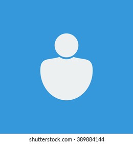 User icon, on blue background, white outline, large size symbol