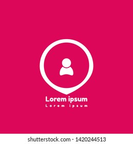 user icon on map pin. safe logo concept