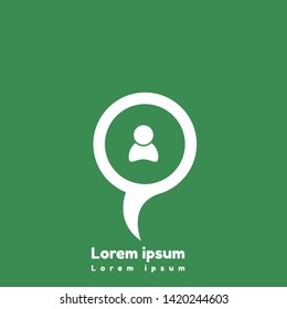 user icon on map pin. safe logo concept