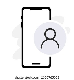 User Icon on Smartphone. Mobile User Profile. User icon on smartphone, mobile device, user profile symbol, personal account access. Vector line icon for Business and Advertising