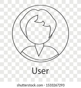 User icon on transparency background. Creative idea design for your project. Line vector illustration for presentation, brochure,  template, mobile app.