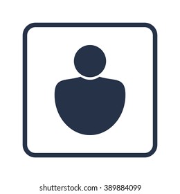 User icon, on white background, rounded rectangle border, blue outline