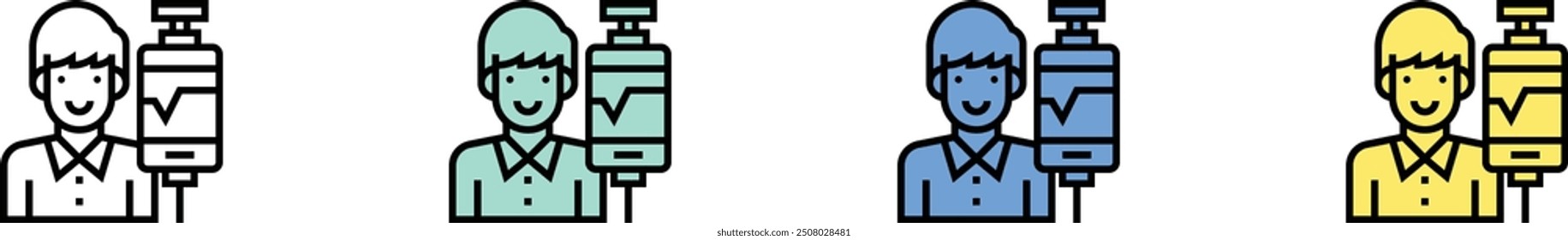 user icon. Outline, Green, Blue and Yellow Style Design Isolated On White Background