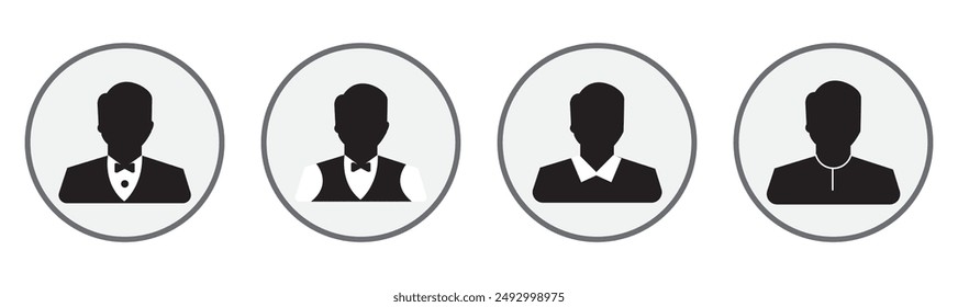 User icon and people line icon. People black vector icons. Squad icon. Two colored and black squad. People icons in modern simple flat and lines design. Vector illustration