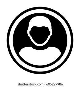 User Icon - Person Profile Circle Avatar Sign of Human Symbol in Glyph Vector Pictogram illustration