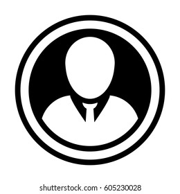 User Icon - Person Profile Circle Avatar Sign of Human Symbol in Glyph Vector Pictogram illustration