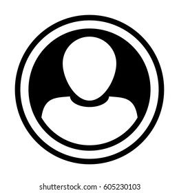 User Icon - Person Profile Circle Avatar Sign of Human Symbol in Glyph Vector Pictogram illustration
