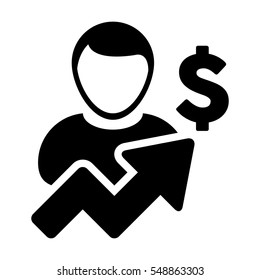 User Icon - Person Profile Growth With Dollar Avatar Vector illustration