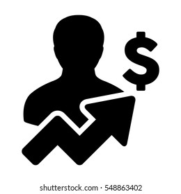 User Icon - Person Profile Growth With Dollar Avatar Vector illustration