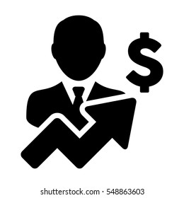 User Icon - Person Profile Growth With Dollar Avatar Vector illustration