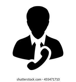 User Icon With Phone Symbol Glyph Vector illustration