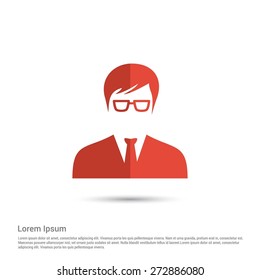 User icon, pictogram icon on gray background. Simple flat metro design style. half shade cut icon. Flat design style. Vector illustration