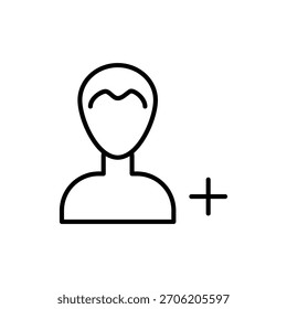 Icono de usuario con un signo más, que simboliza agregar amigos, crear una nueva Cuenta o seguir un perfil.