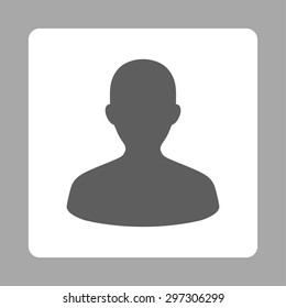 User icon from Primitive Buttons OverColor Set. This rounded square flat button is drawn with dark gray and white colors on a silver background.