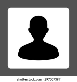 User icon from Primitive Buttons OverColor Set. This rounded square flat button is drawn with black and white colors on a gray background.