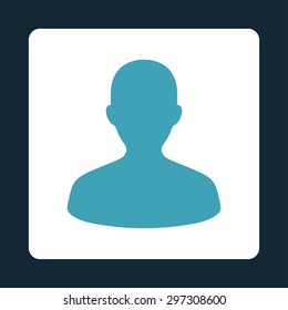 User icon from Primitive Buttons OverColor Set. This rounded square flat button is drawn with blue and white colors on a dark blue background.
