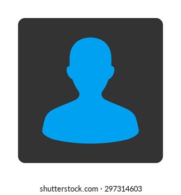 User icon from Primitive Buttons OverColor Set. This rounded square flat button is drawn with blue and gray colors on a white background.