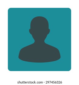 User icon from Primitive Buttons OverColor Set. This rounded square flat button is drawn with soft blue colors on a white background.