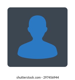 User icon from Primitive Buttons OverColor Set. This rounded square flat button is drawn with smooth blue colors on a white background.