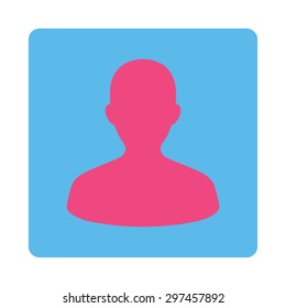 User icon from Primitive Buttons OverColor Set. This rounded square flat button is drawn with pink and blue colors on a white background.