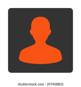 User icon from Primitive Buttons OverColor Set. This rounded square flat button is drawn with orange and gray colors on a white background.