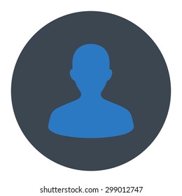 User icon from Primitive Round Buttons OverColor Set. This round flat button is drawn with smooth blue colors on a white background.