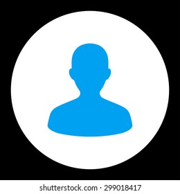 User icon from Primitive Round Buttons OverColor Set. This round flat button is drawn with blue and white colors on a black background.