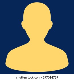 User icon from Primitive Set. This isolated flat symbol is drawn with yellow color on a blue background, angles are rounded.