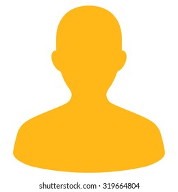 User icon from Primitive Set. This isolated flat symbol is drawn with yellow color on a white background, angles are rounded.