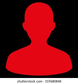 User icon from Primitive Set. This isolated flat symbol is drawn with red color on a black background, angles are rounded.