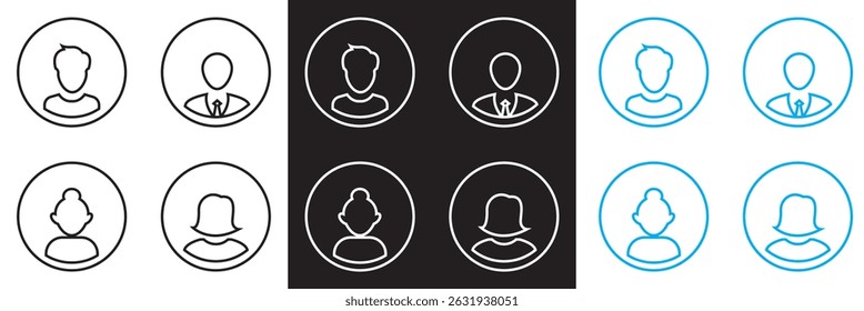 User icon. profile, avatar, Person Profile icon. Vector for websites, mobile interfaces, presentations, banner, visual branding etc. Vector illustration. isolated on white and black background. EPS 10