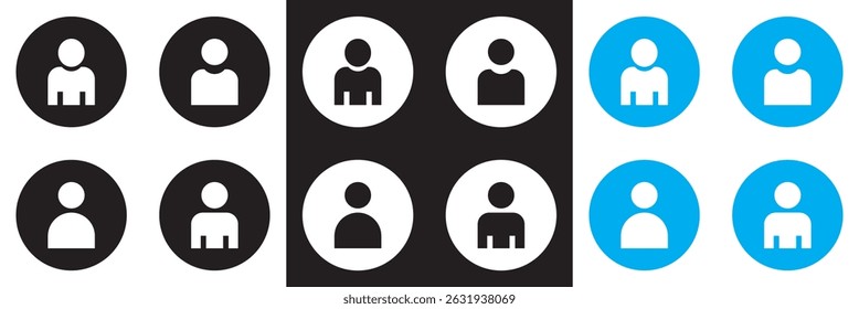 User icon. profile, avatar, Person Profile icon. Vector for websites, mobile interfaces, presentations, banner, visual branding etc. Vector illustration. isolated on white and black background. EPS 10