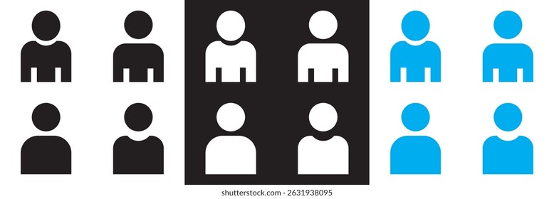 User icon. profile, avatar, Person Profile icon. Vector for websites, mobile interfaces, presentations, banner, visual branding etc. Vector illustration. isolated on white and black background. EPS 10